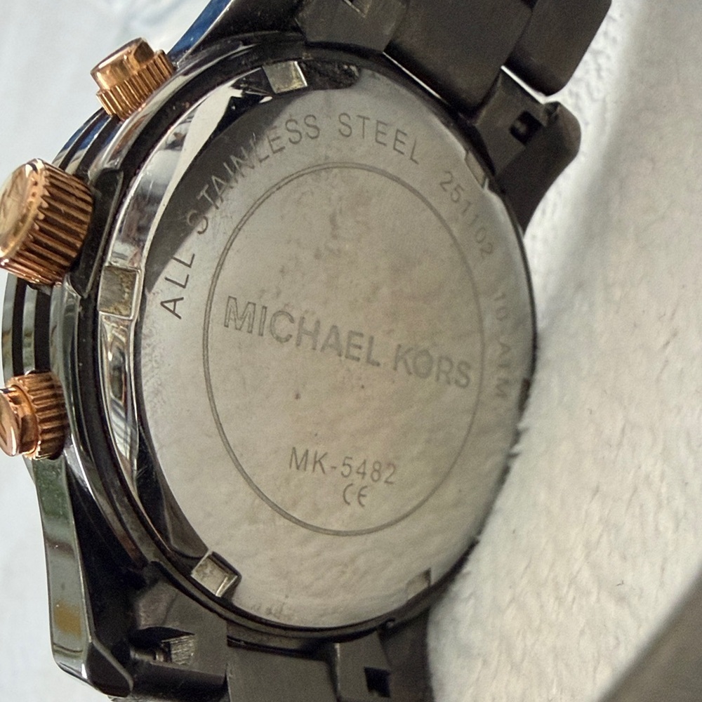 Michael Kors Black and Gold Watch with Chronograph - Picture 6 of 7